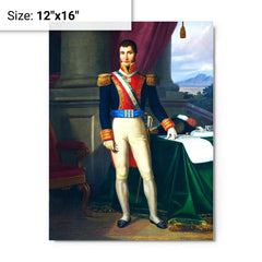 Agustin I of Mexico metal print on a plain backdrop in size 12"x16".