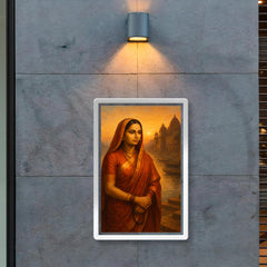 Ahilyabai Holkar by river ghats at dawn poster 2