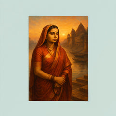 Ahilyabai Holkar by river ghats at dawn poster 8