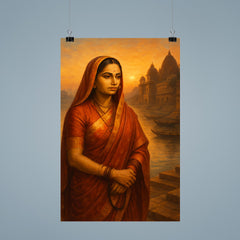 Ahilyabai Holkar by river ghats at dawn poster 9