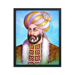 Ahmad Shah Durrani framed print on a plain backdrop in size 16"x20".