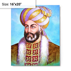 Ahmad Shah Durrani metal print on a plain backdrop in size 16"x20".
