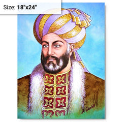 Ahmad Shah Durrani metal print on a plain backdrop in size 18"x24".
