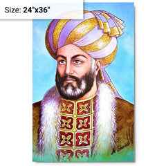Ahmad Shah Durrani metal print on a plain backdrop in size 24"x36".