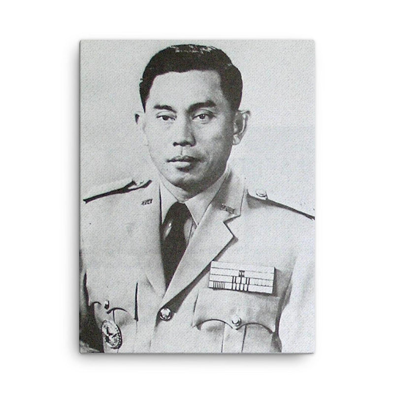 Ahmad Yani canvas print on a plain backdrop in size 18