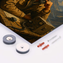Ahmed Shah Massoud in mountain command post metal print mockup