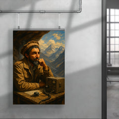 Ahmed Shah Massoud in mountain command post poster 4