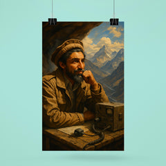 Ahmed Shah Massoud in mountain command post poster 6