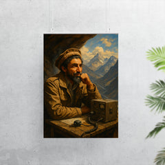 Ahmed Shah Massoud in mountain command post poster 7