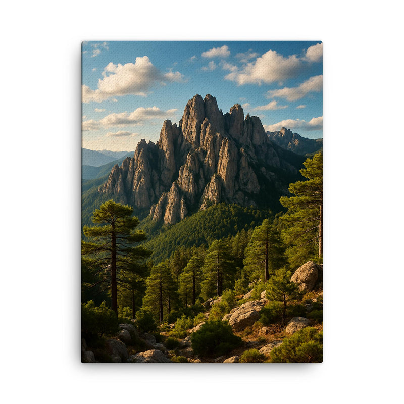Aiguilles de Bavella Corsica France canvas print on a plain backdrop in size 18