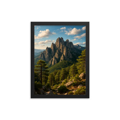 Aiguilles de Bavella Corsica France framed print on a plain backdrop in size 12"x16".