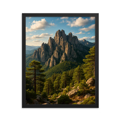 Aiguilles de Bavella Corsica France framed print on a plain backdrop in size 16"x20".