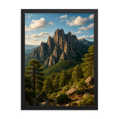 Aiguilles de Bavella Corsica France framed print on a plain backdrop in size 18"x24".