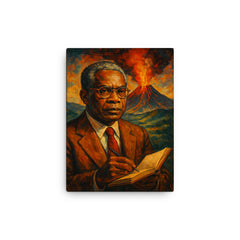 Aime Cesaire volcanic notebook portrait canvas print on a plain backdrop in size 12"x16".