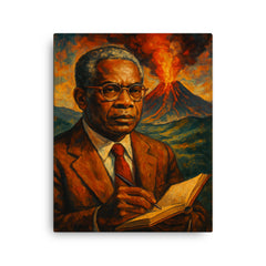 Aime Cesaire volcanic notebook portrait canvas print on a plain backdrop in size 16"x20".