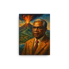 Aimé Césaire volcanic Martinique portrait canvas print on a plain backdrop in size 12"x16".