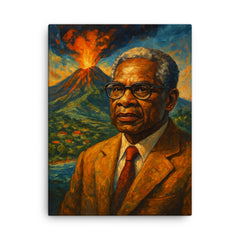Aimé Césaire volcanic Martinique portrait canvas print on a plain backdrop in size 18"x24".