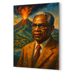 Aimé Césaire volcanic Martinique portrait metal print mockup