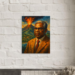 Aimé Césaire volcanic Martinique portrait metal print mockup