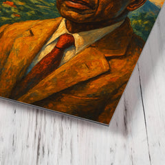 Aimé Césaire volcanic Martinique portrait metal print mockup