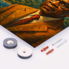 Aimé Césaire volcanic Martinique portrait metal print mockup