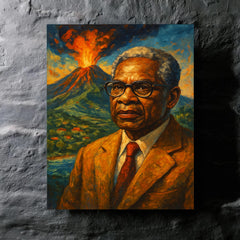 Aimé Césaire volcanic Martinique portrait metal print mockup