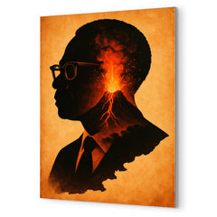 Aimé Césaire volcanic Martinique silhouette portrait metal print mockup