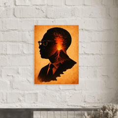 Aimé Césaire volcanic Martinique silhouette portrait metal print mockup
