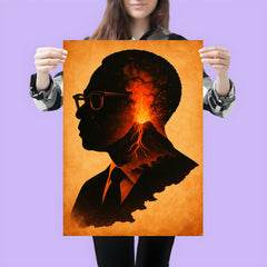 Aimé Césaire volcanic Martinique silhouette portrait poster 3