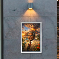Aimé Césaire with volcanic Martinique backdrop poster 2