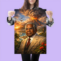 Aimé Césaire with volcanic Martinique backdrop poster 3