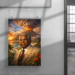 Aimé Césaire with volcanic Martinique backdrop poster 4