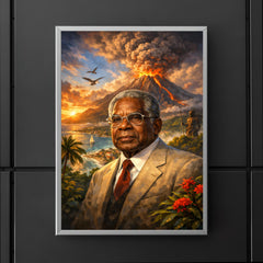 Aimé Césaire with volcanic Martinique backdrop poster 5