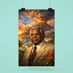 Aimé Césaire with volcanic Martinique backdrop poster 6