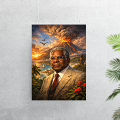 Aimé Césaire with volcanic Martinique backdrop poster 7