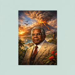 Aimé Césaire with volcanic Martinique backdrop poster 8