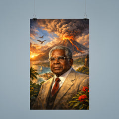 Aimé Césaire with volcanic Martinique backdrop poster 9