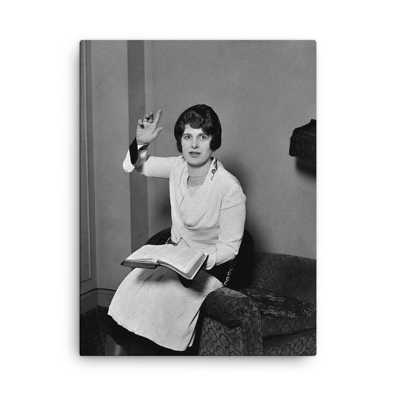 Aimee Semple McPherson canvas print on a plain backdrop in size 18