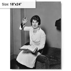 Aimee Semple McPherson metal print on a plain backdrop in size 18"x24".