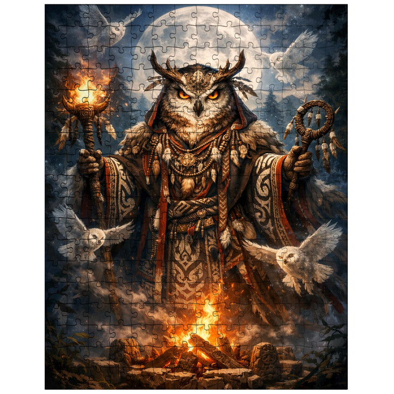 Ainu owl spirit with ceremonial robe jigsaw puzzle