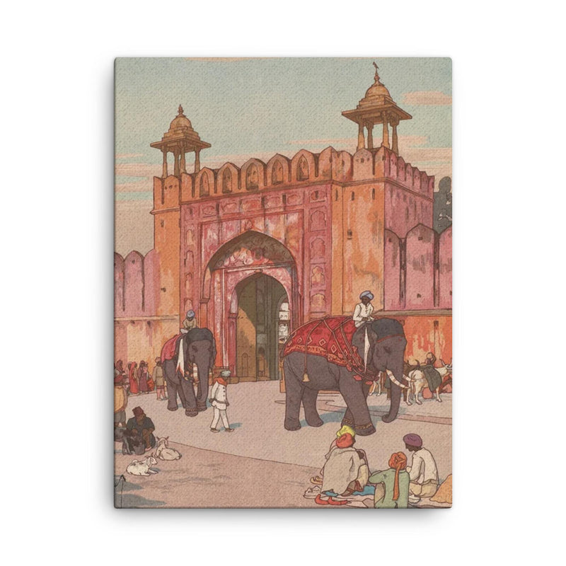 Ajmer Gate Jaipur by Hiroshi Yoshida canvas print on a plain backdrop in size 18