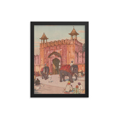 Ajmer Gate Jaipur by Hiroshi Yoshida framed print on a plain backdrop in size 12"x16".