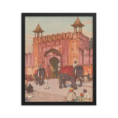 Ajmer Gate Jaipur by Hiroshi Yoshida framed print on a plain backdrop in size 16"x20".
