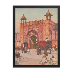 Ajmer Gate Jaipur by Hiroshi Yoshida framed print on a plain backdrop in size 18"x24".