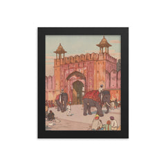 Ajmer Gate Jaipur by Hiroshi Yoshida framed print on a plain backdrop in size 8"x10".