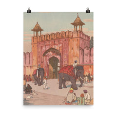 Ajmer Gate Jaipur by Hiroshi Yoshida poster on a plain backdrop in size 8"x10".