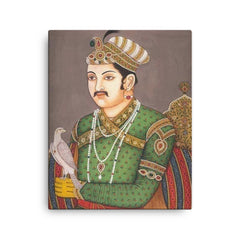 Akbar the Great canvas print on a plain backdrop in size 16"x20".