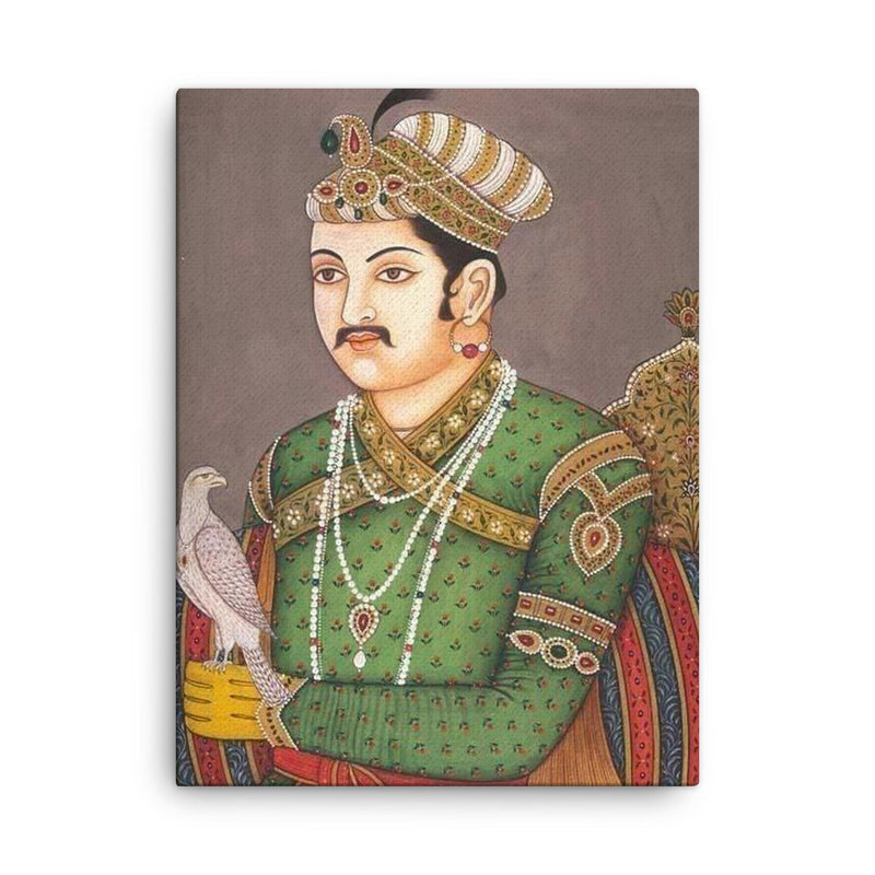 Akbar the Great canvas print on a plain backdrop in size 18