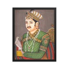 Akbar the Great framed print on a plain backdrop in size 16"x20".