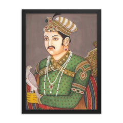 Akbar the Great framed print on a plain backdrop in size 18"x24".